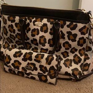 Coach Ocelot Purse with matching clutch